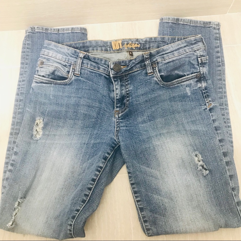 Kut Vintage Low Rise Bootcut Catherine Boyfriend Distressed Light/Med Wash Sz 6
